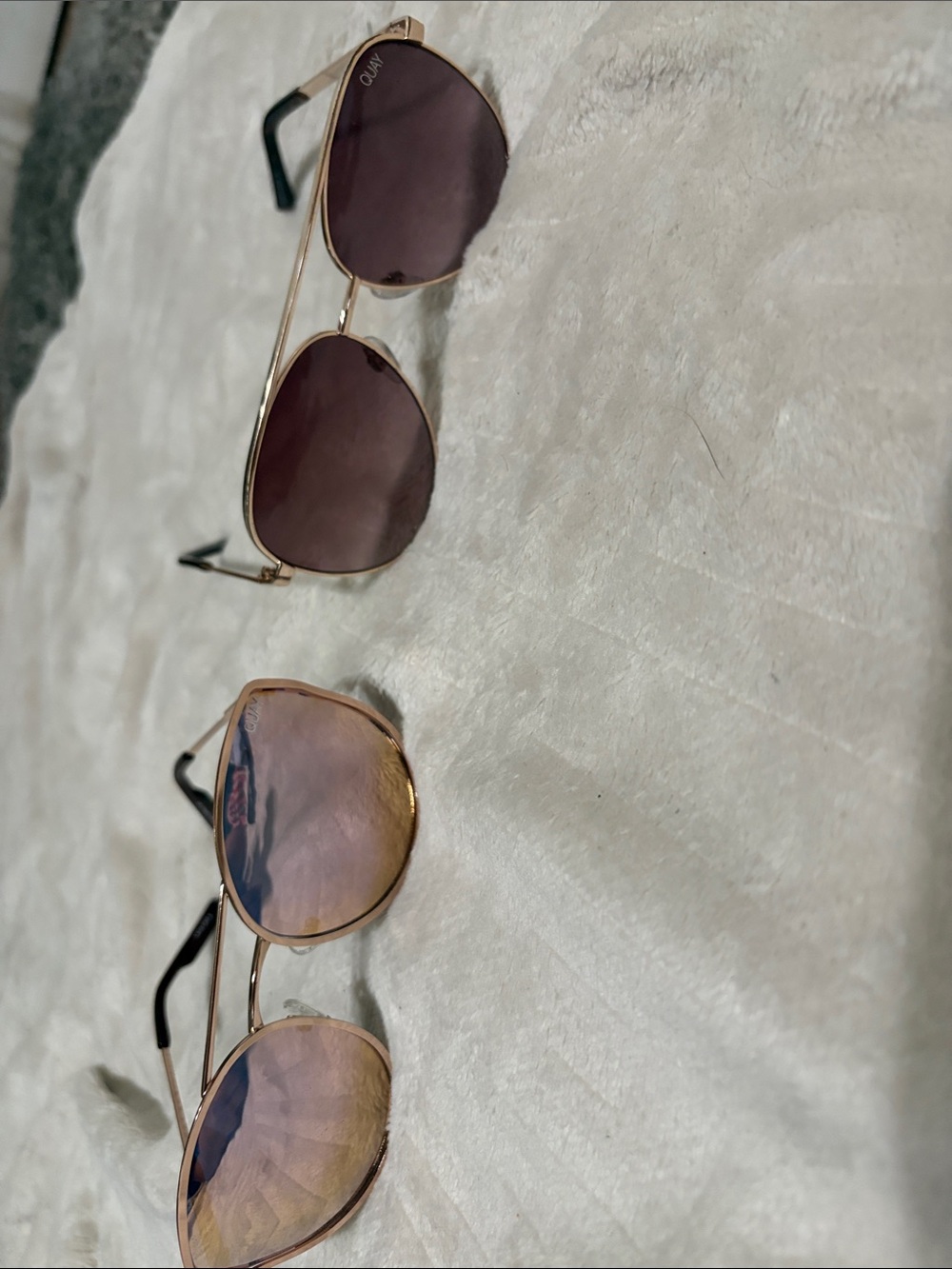 Quay Australia Gold Frame Sunglasses with Purple/Brown Gradient Lenses